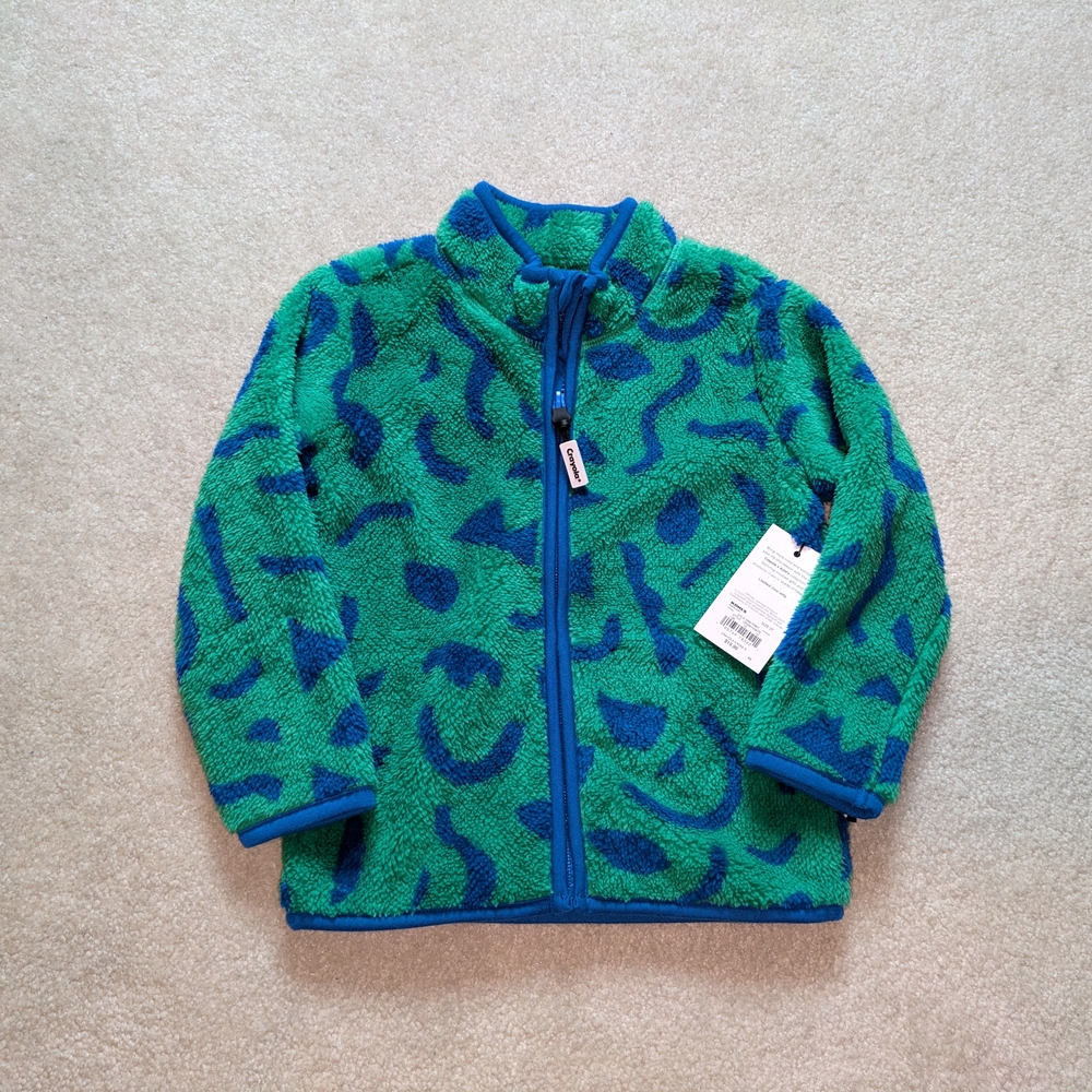 Green and Blue Full-Zip High Pile Fleece Jacket